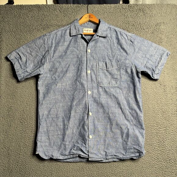 Freenote Cloth Dayton Shirt Mens Medium Denim Chambray Short Sleeve Selvedge - Picture 9 of 12